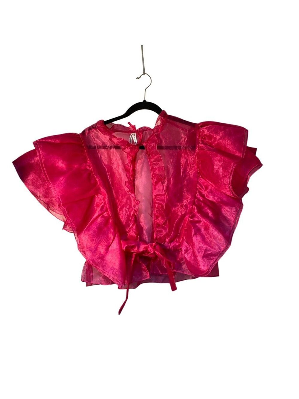 NWT live 4 truth women’s pink chiffon, sheer Ruffle trim Cardigan Blouse 2X